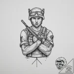 Tattoo sketch soldier with a knot, concept ar… – tattoo sketch (№1756063121_0, 24.08.2025 19:18) — tattoovalue.net