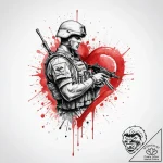 Tattoo sketch soldier with a heart, tattoo li… – tattoo sketch (№1756064333_0, 24.08.2025 19:38) — tattoovalue.net
