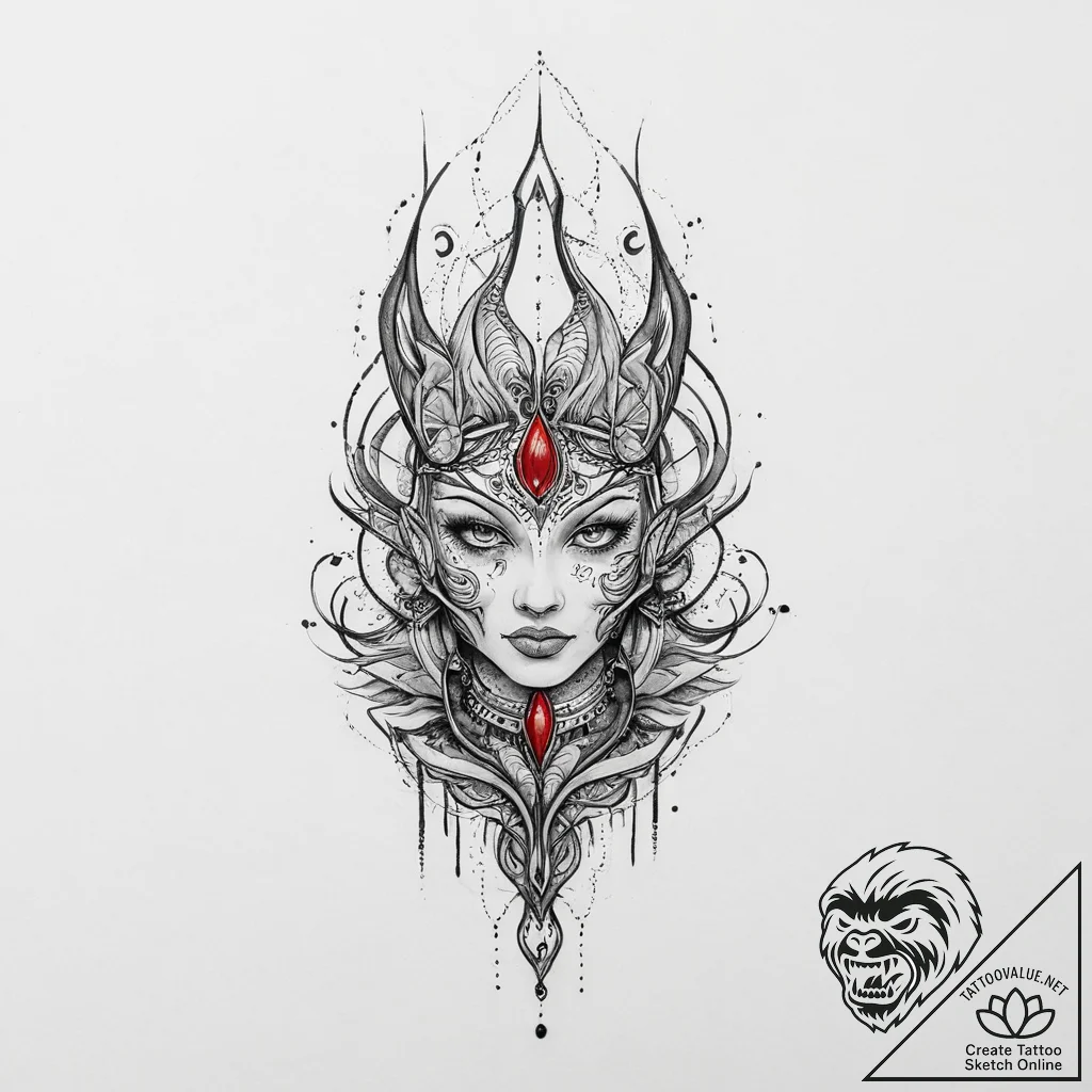 Tattoo sketch mystical representation, artist... - tattoo sketch (№1756066147_0, 24.08.2025 20:09) — tattoovalue.net