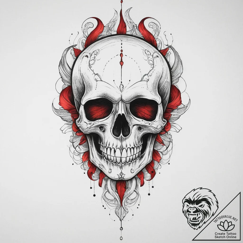 Tattoo sketch skull with smoke, tattoo drawin... - tattoo sketch (№1756066354_0, 24.08.2025 20:12) — tattoovalue.net