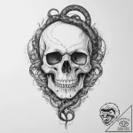 Tattoo sketch узор в виде черепа с змеей – tattoo sketch (№1756069768_0, 24.08.2025 21:09) — tattoovalue.net