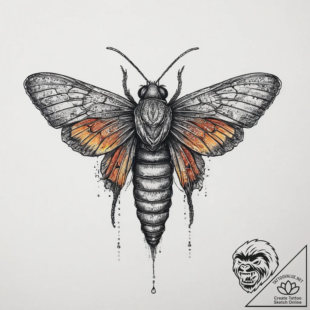 Tattoo sketch clothes moth, concept art for t... - tattoo sketch (№1756075887_0, 24.08.2025 22:51) — tattoovalue.net