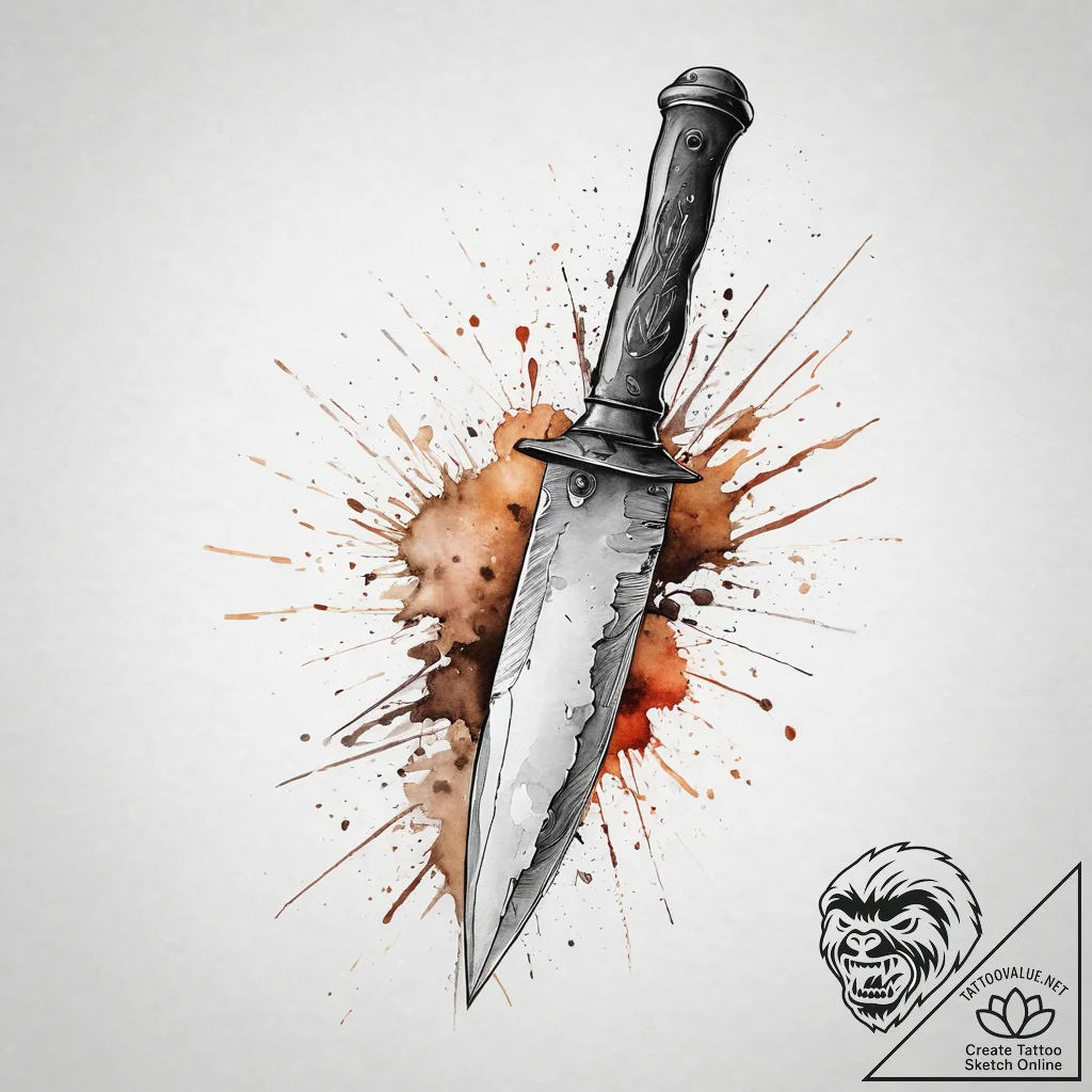 Tattoo sketch knife, ink illustration for tat... - tattoo sketch (№1756076915_0, 24.08.2025 23:08) — tattoovalue.net