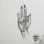 Tattoo sketch hands with a pencil – tattoo sketch (№1756077118_0, 24.08.2025 23:11) — tattoovalue.net