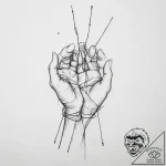 Tattoo sketch hands with a thread – tattoo sketch (№1756078113_0, 24.08.2025 23:28) — tattoovalue.net