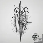 Tattoo sketch hands with a scissors, tattoo d… – tattoo sketch (№1756078516_0, 24.08.2025 23:35) — tattoovalue.net