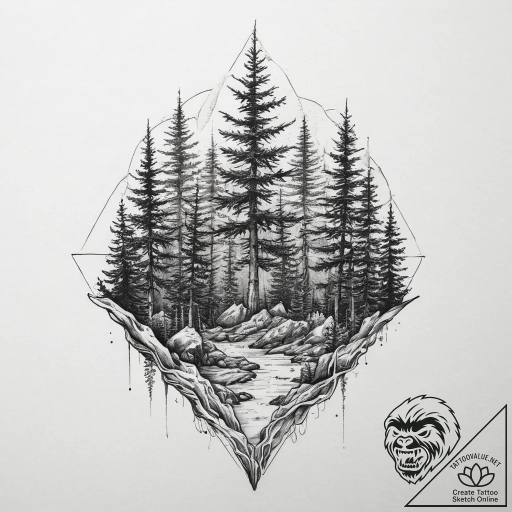 Tattoo sketch forest, tattoo sketch design, f... - tattoo sketch (№1756078719_0, 24.08.2025 23:38) — tattoovalue.net