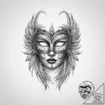 Tattoo sketch feathered mask tattoo, tattoo d… – tattoo sketch (№1756080536_0, 25.08.2025 00:08) — tattoovalue.net