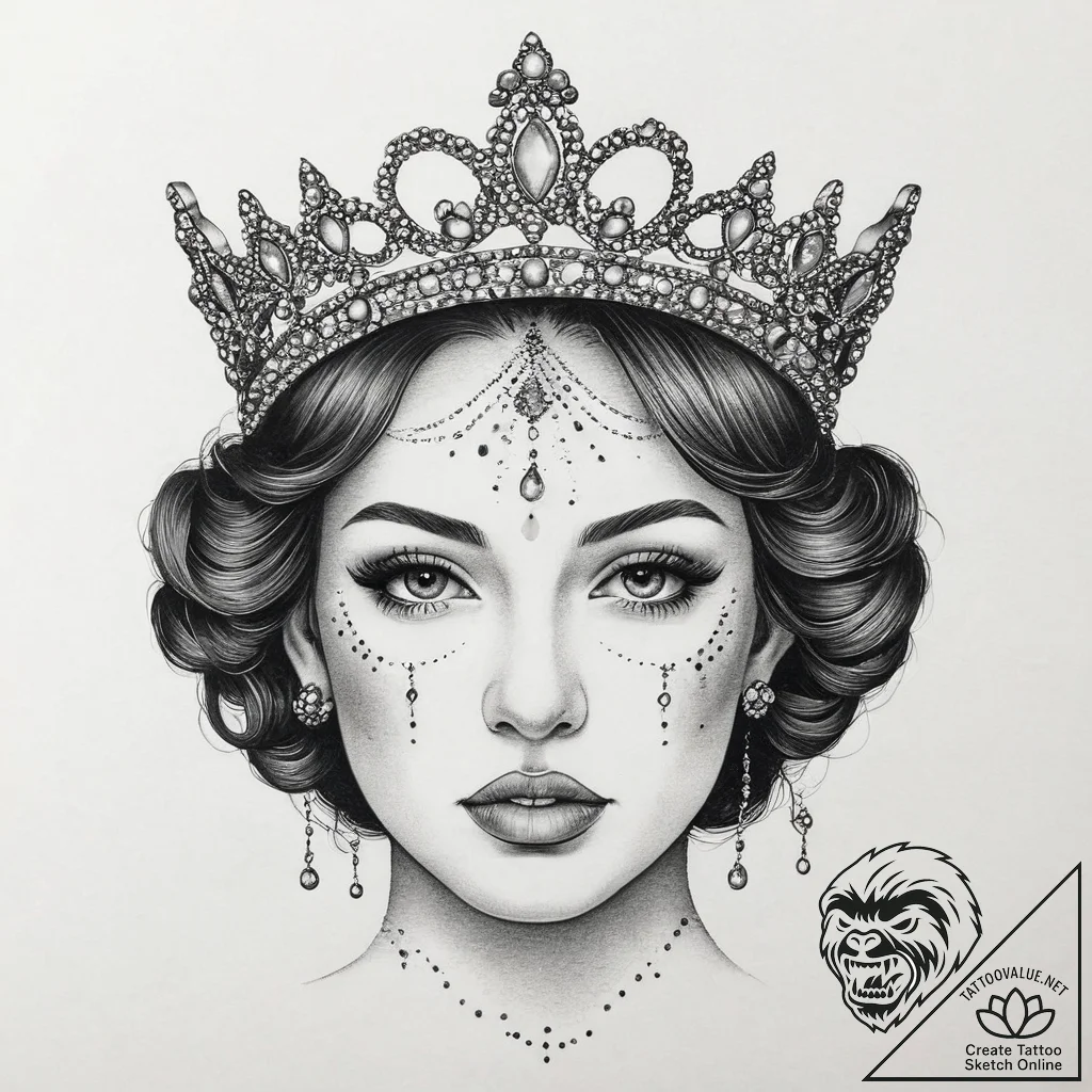 Tattoo sketch tiara, concept art for tattoo,... - tattoo sketch (№1756082946_0, 25.08.2025 00:49) — tattoovalue.net