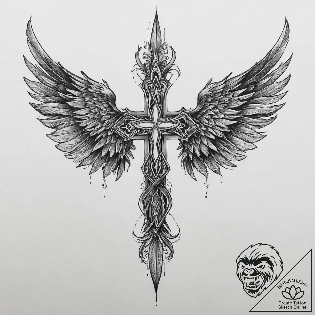 Tattoo sketch wings, concept art for tattoo,... - tattoo sketch (№1756084341_0, 25.08.2025 01:12) — tattoovalue.net