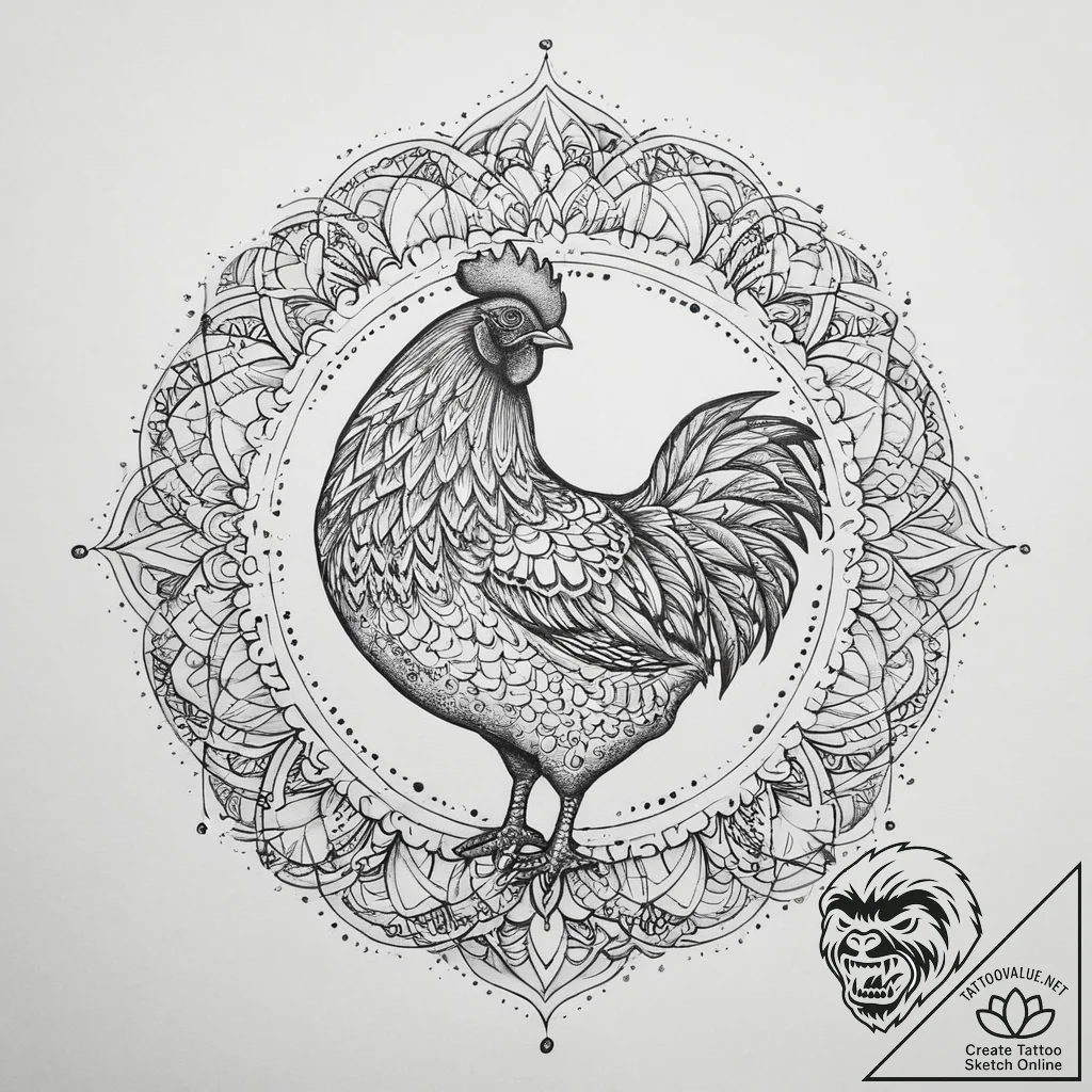 Tattoo sketch puns a hen that says "i'm a hen... - tattoo sketch (№1756085341_0, 25.08.2025 01:29) — tattoovalue.net
