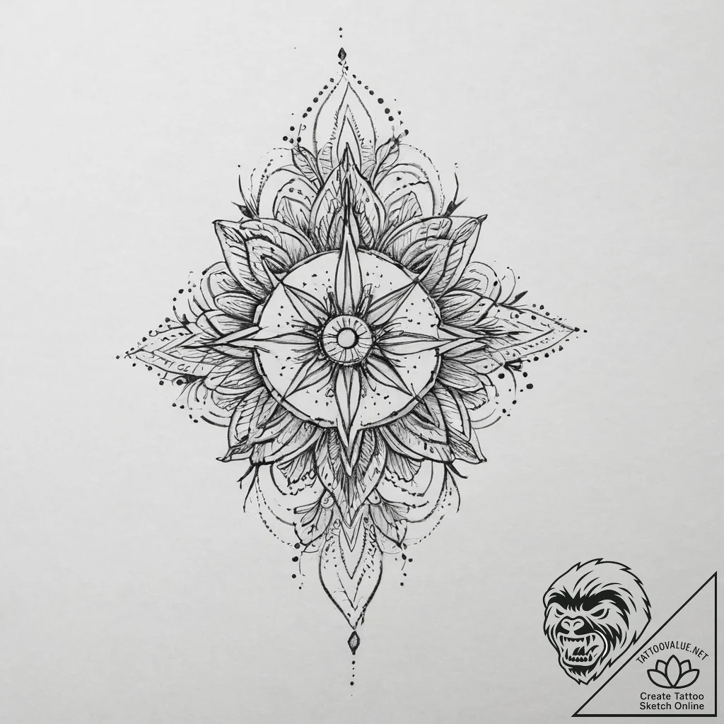 Tattoo sketch a symbolic place, concept art f... - tattoo sketch (№1756085739_0, 25.08.2025 01:35) — tattoovalue.net