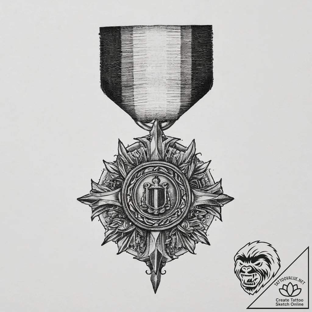 Tattoo sketch military medal, ink illustratio... - tattoo sketch (№1756085939_0, 25.08.2025 01:38) — tattoovalue.net