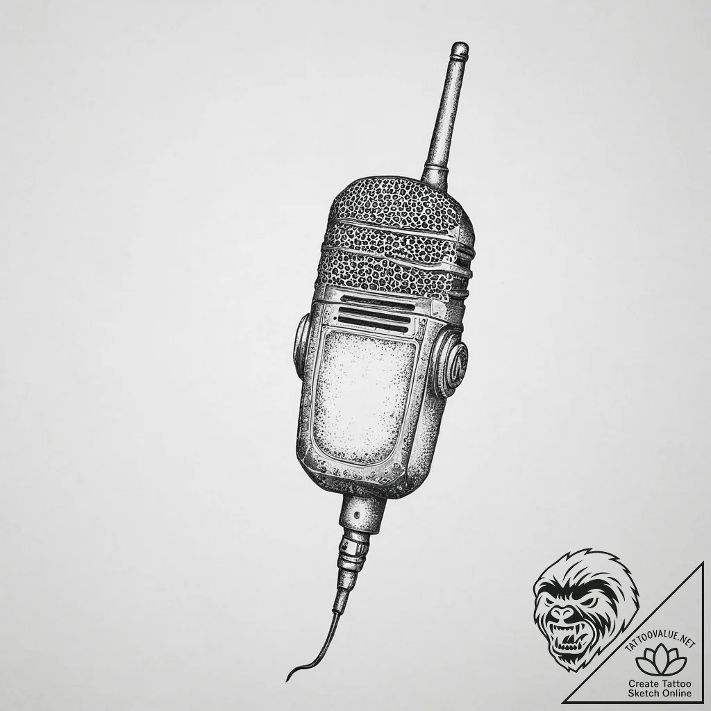 Tattoo sketch walkie-talkie, concept art for... - tattoo sketch (№1756086137_0, 25.08.2025 01:42) — tattoovalue.net