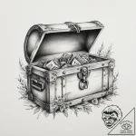Tattoo sketch old treasure chest with a key,… – tattoo sketch (№1756086341_0, 25.08.2025 01:45) — tattoovalue.net