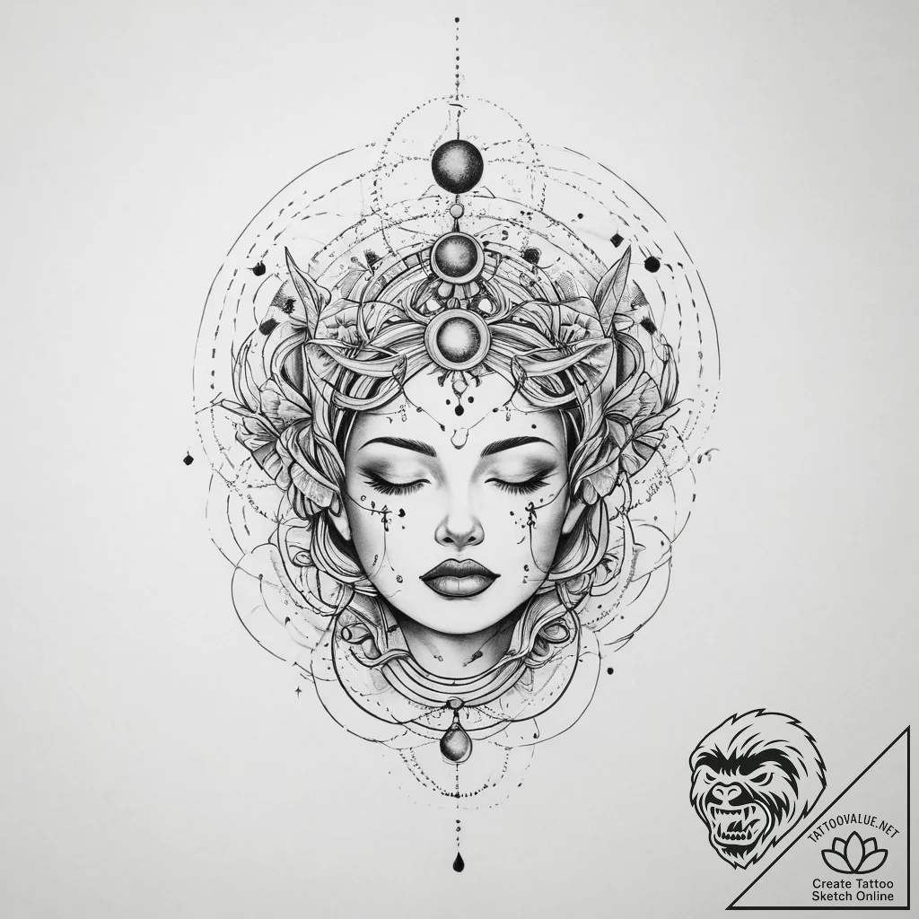 Tattoo sketch cosmic birth - tattoo sketch (№1756086539_0, 25.08.2025 01:48) — tattoovalue.net