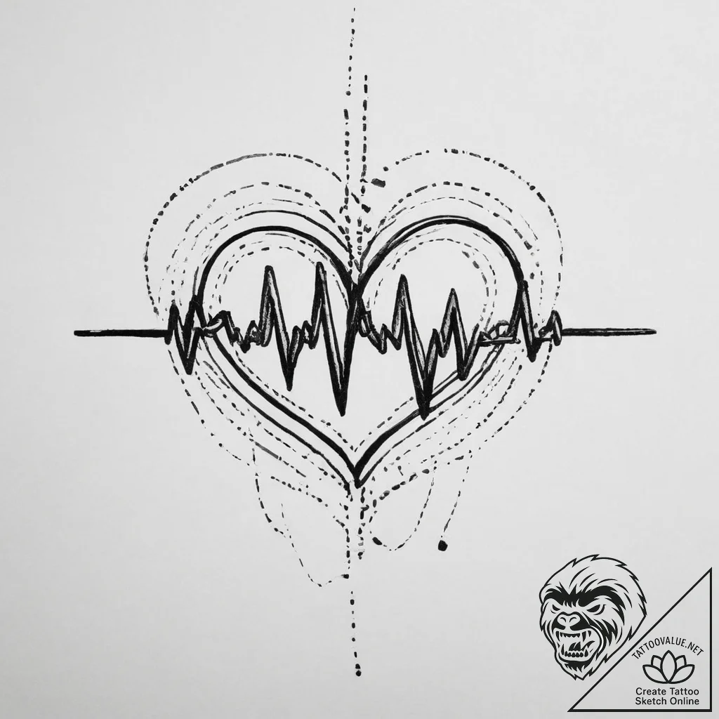 Tattoo sketch heartbeat with a sound - tattoo sketch (№1756086734_0, 25.08.2025 01:52) — tattoovalue.net