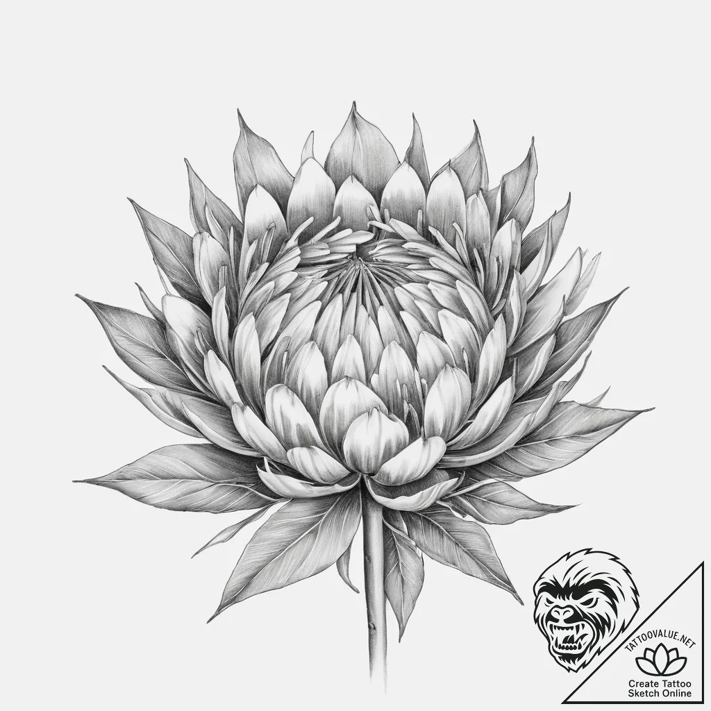 Tattoo sketch protea - tattoo sketch (№1756087340_0, 25.08.2025 02:02) — tattoovalue.net
