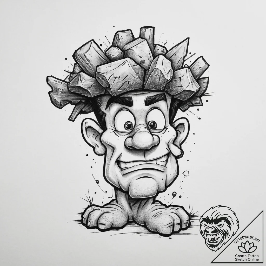 Tattoo sketch the flintstones fred flintstone... - tattoo sketch (№1756089543_0, 25.08.2025 02:39) — tattoovalue.net