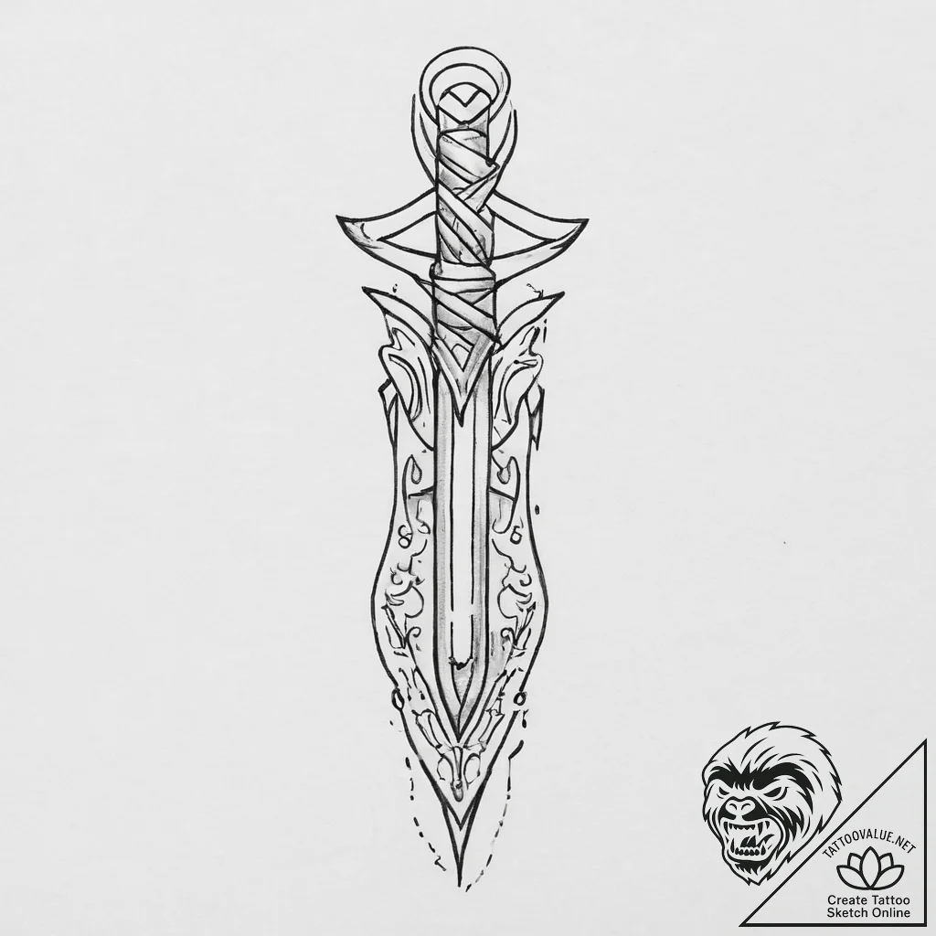 Tattoo sketch blade, tattoo drawing outline,... - tattoo sketch (№1756089750_0, 25.08.2025 02:42) — tattoovalue.net