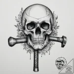 Tattoo sketch hammer with a skull, ink illust… – tattoo sketch (№1756091920_0, 25.08.2025 03:18) — tattoovalue.net