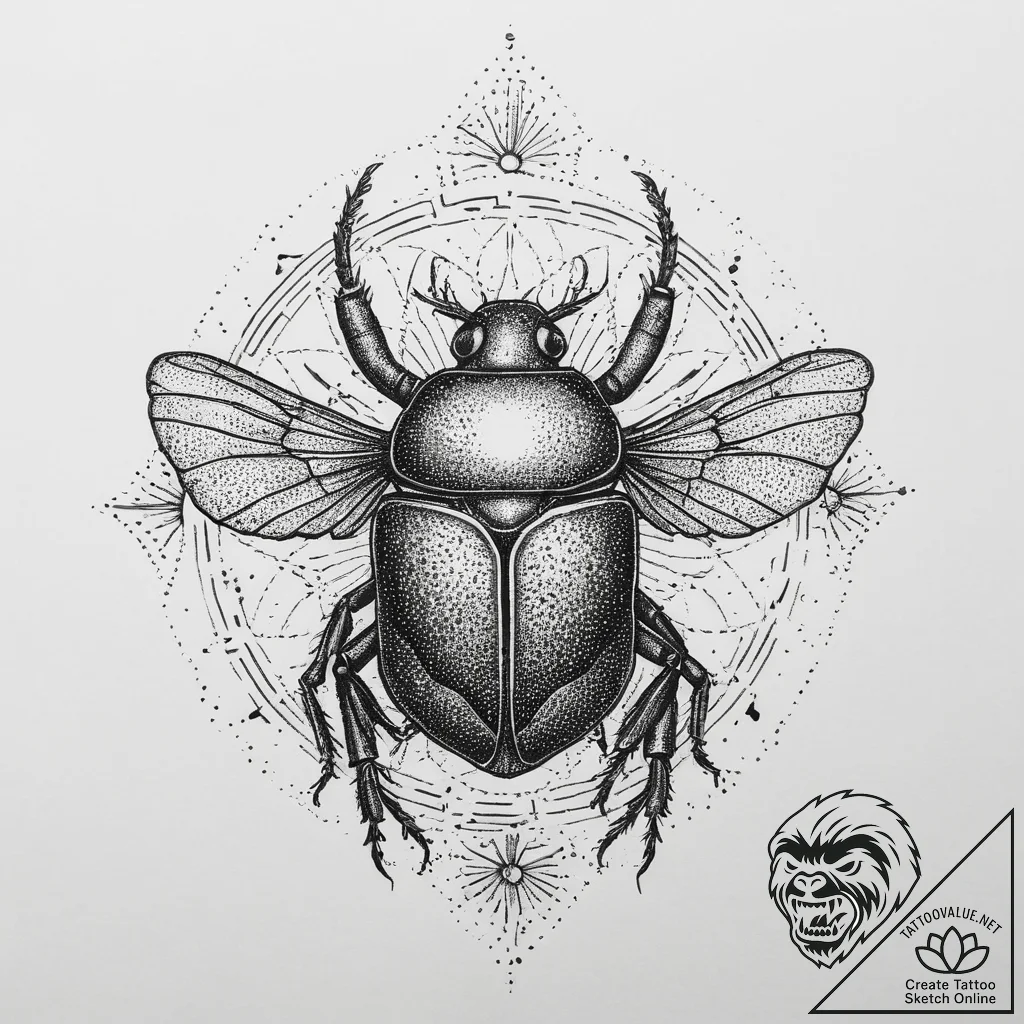 Tattoo sketch scarab beetle with a sun disk,... - tattoo sketch (№1756092117_0, 25.08.2025 03:21) — tattoovalue.net