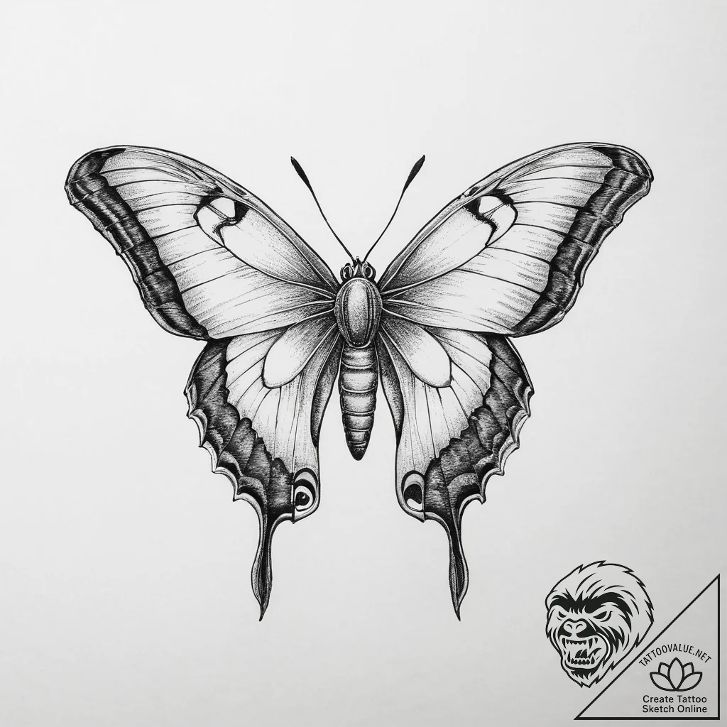 Tattoo sketch atlas moth, ink illustration fo... - tattoo sketch (№1756092511_0, 25.08.2025 03:28) — tattoovalue.net
