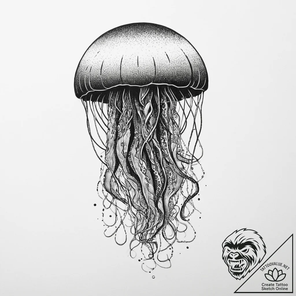 Tattoo sketch jellyfish tattoo, tattoo flash... - tattoo sketch (№1756094495_0, 25.08.2025 04:01) — tattoovalue.net