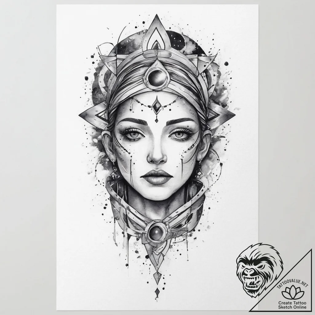 Tattoo sketch cosmic person, artistic tattoo... - tattoo sketch (№1756095286_0, 25.08.2025 04:14) — tattoovalue.net