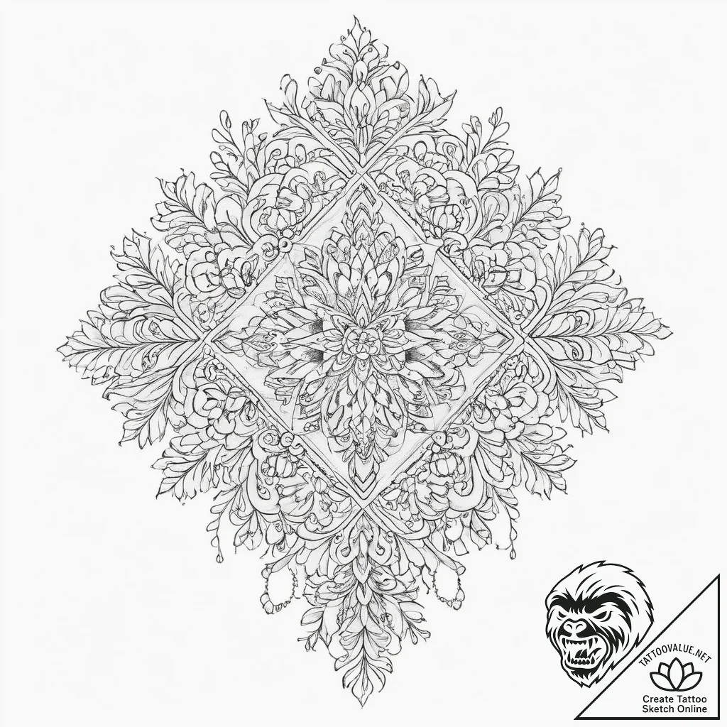 Tattoo sketch slavic embroidery pattern with... - tattoo sketch (№1756095879_0, 25.08.2025 04:24) — tattoovalue.net