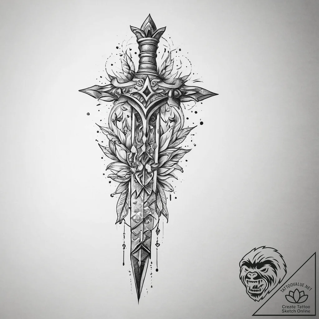 Tattoo sketch sketch кинжал, tattoo sketch de... - tattoo sketch (№1756097067_0, 25.08.2025 04:44) — tattoovalue.net