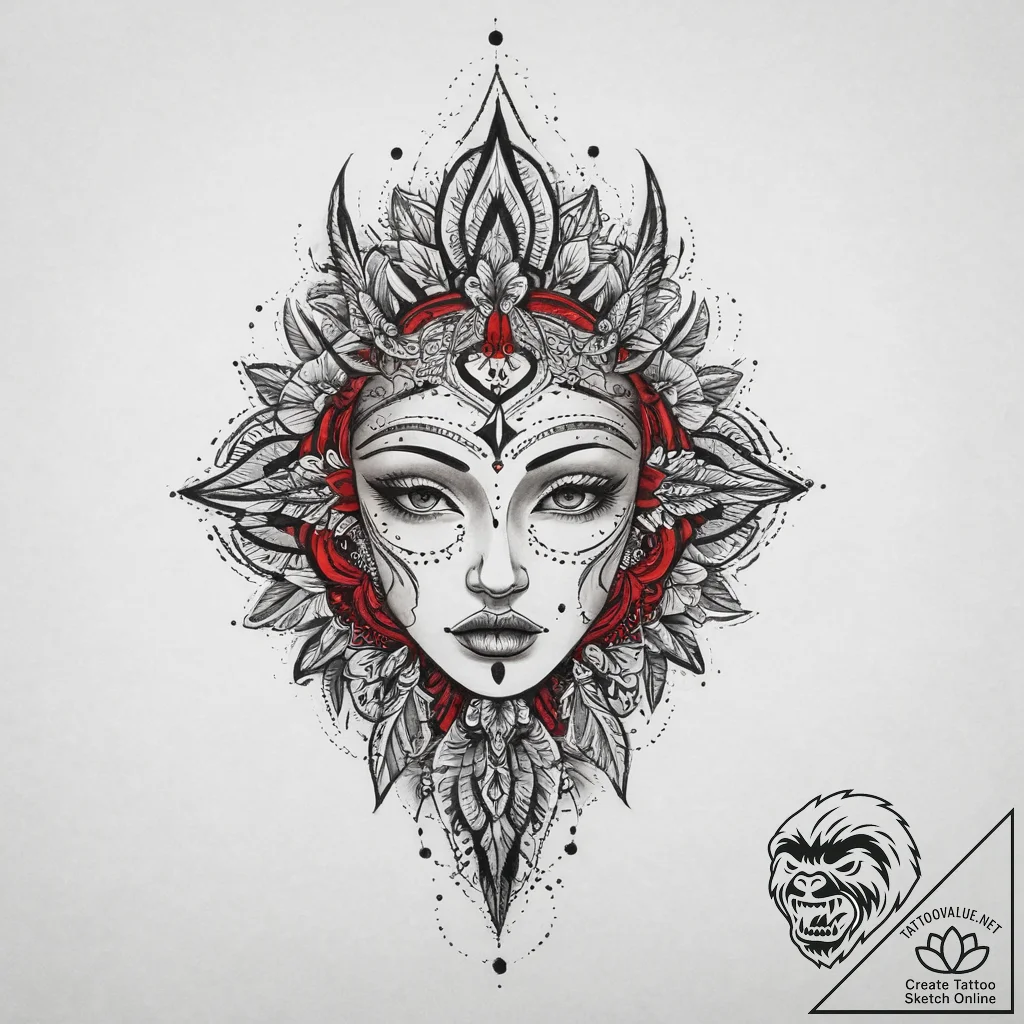 Tattoo sketch red, artistic tattoo sketch, se... - tattoo sketch (№1756098474_0, 25.08.2025 05:07) — tattoovalue.net