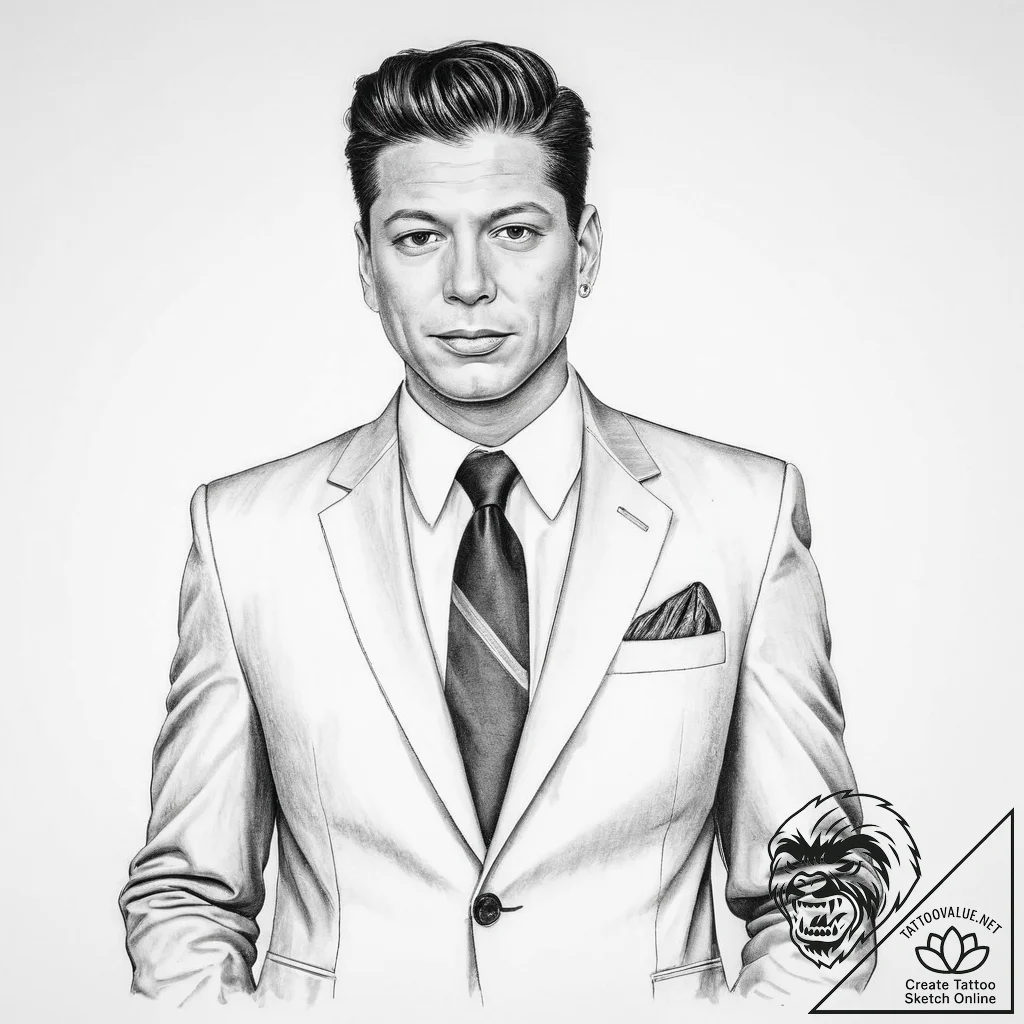 Tattoo sketch sammy gravano with a suit - tattoo sketch (№1756099275_0, 25.08.2025 05:21) — tattoovalue.net