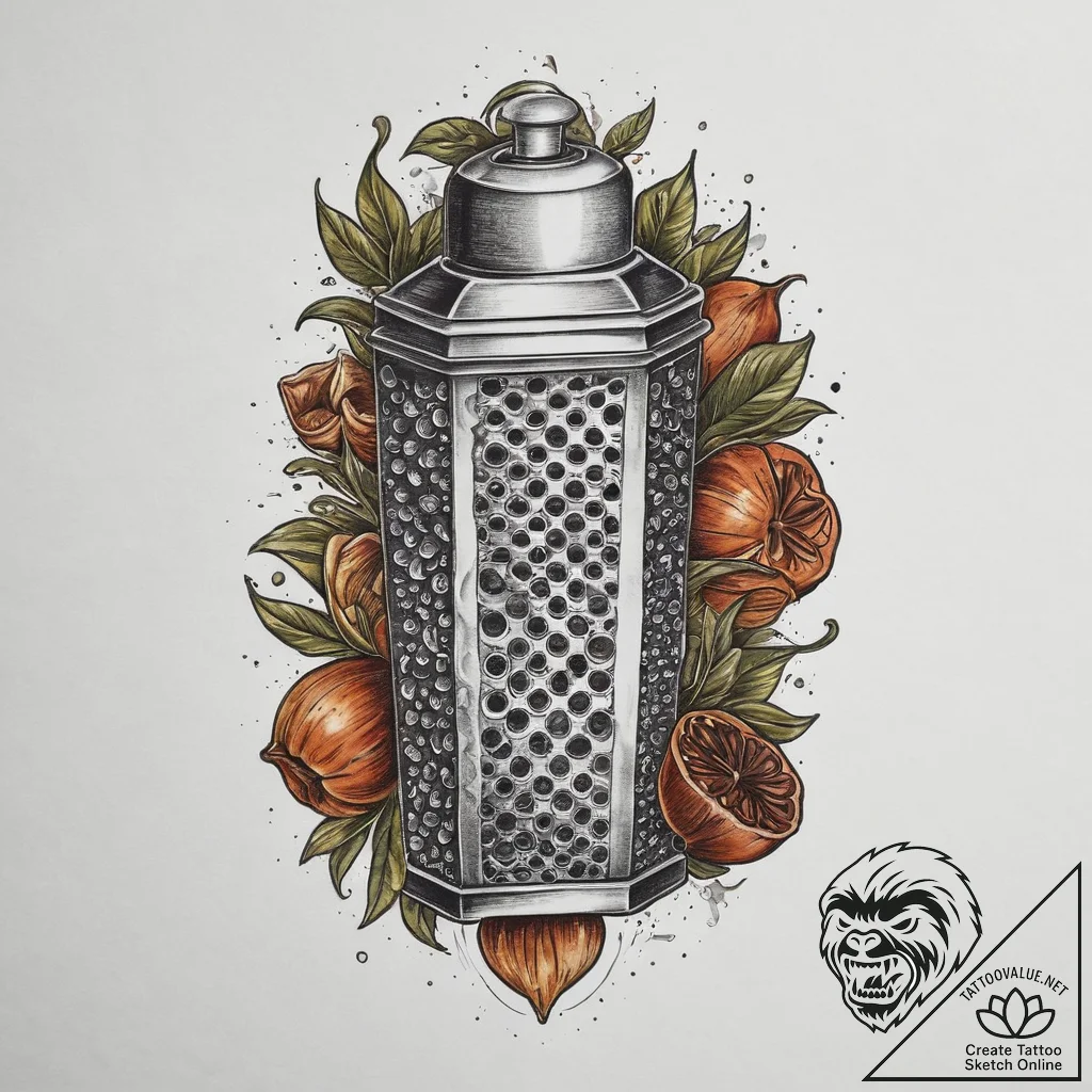 Tattoo sketch nutmeg with a grater, tattoo dr... - tattoo sketch (№1756099869_0, 25.08.2025 05:31) — tattoovalue.net