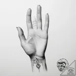 Tattoo sketch hands with a number – tattoo sketch (№1756101479_0, 25.08.2025 05:57) — tattoovalue.net