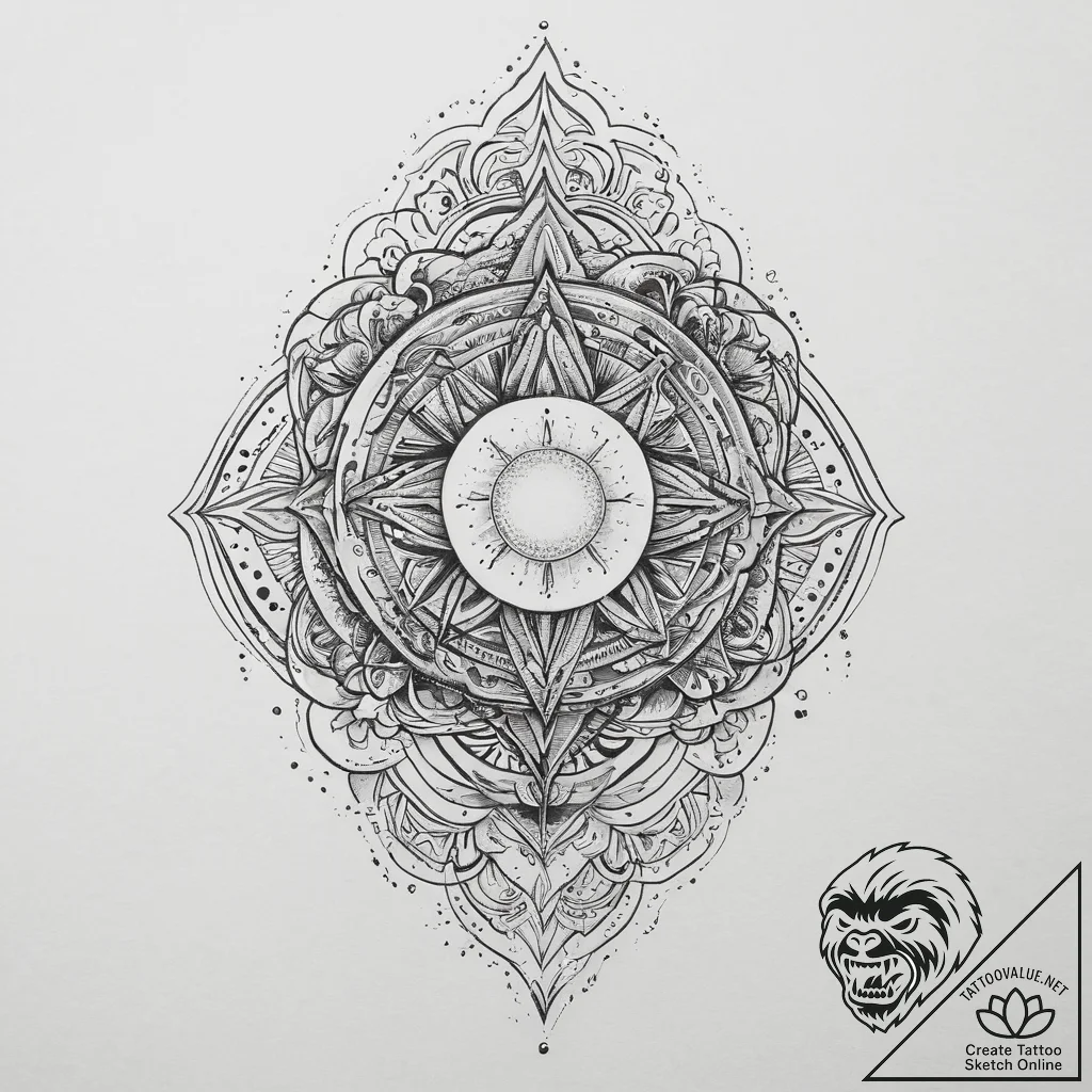 Tattoo sketch cosmic creation, ink illustrati... - tattoo sketch (№1756102284_0, 25.08.2025 06:11) — tattoovalue.net