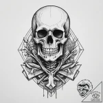 Tattoo sketch skeleton with cards, ink illust… – tattoo sketch (№1756102482_0, 25.08.2025 06:14) — tattoovalue.net