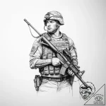 Tattoo sketch soldier with a paper – tattoo sketch (№1756104486_0, 25.08.2025 06:48) — tattoovalue.net
