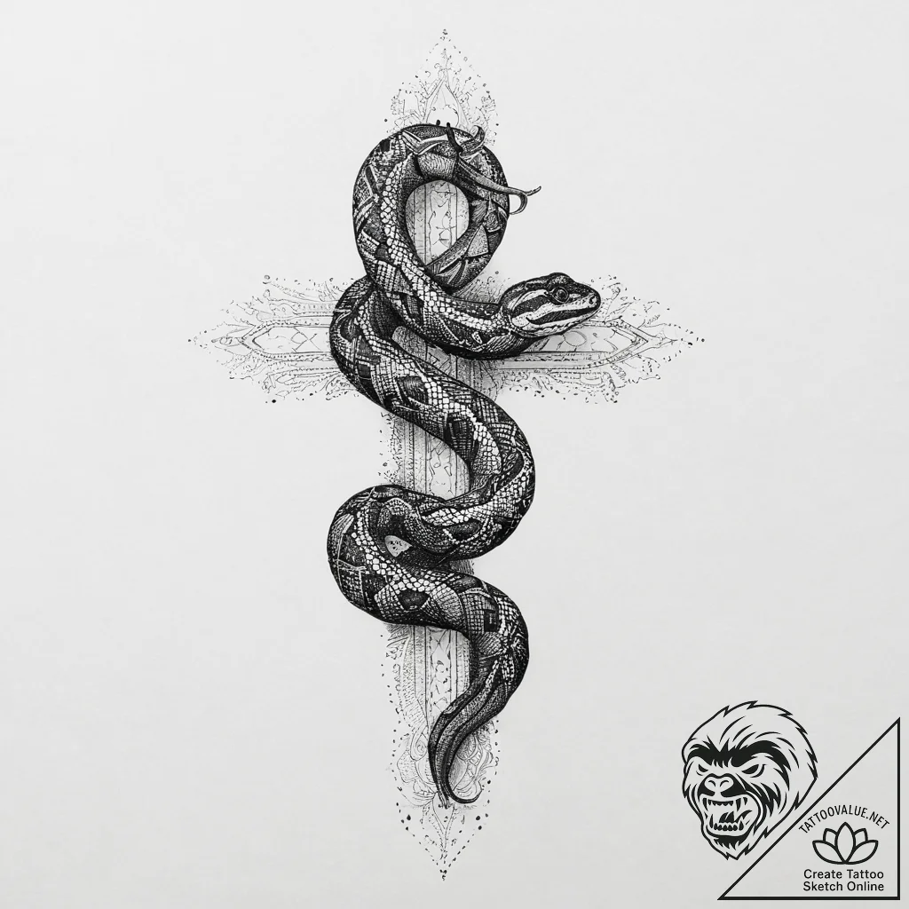 Tattoo sketch boa constrictor, artistic tatto... - tattoo sketch (№1756105695_0, 25.08.2025 07:08) — tattoovalue.net