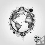 Tattoo sketch cosmic earth, tattoo flash shee… – tattoo sketch (№1756106093_0, 25.08.2025 07:14) — tattoovalue.net