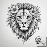 Tattoo sketch узор в виде льва с цветами, tat… – tattoo sketch (№1756107492_0, 25.08.2025 07:38) — tattoovalue.net