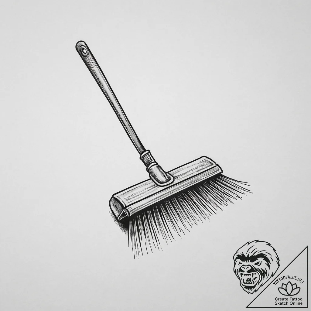 Tattoo sketch broom and dustpan, artistic tat... - tattoo sketch (№1756107698_0, 25.08.2025 07:41) — tattoovalue.net