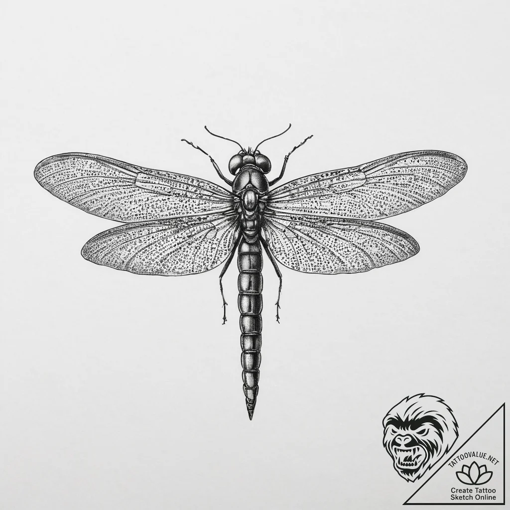 Tattoo sketch mayfly, ink illustration for ta... - tattoo sketch (№1756107901_0, 25.08.2025 07:45) — tattoovalue.net
