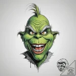 Tattoo sketch the grinch with a laugh, tattoo… – tattoo sketch (№1756109105_0, 25.08.2025 08:05) — tattoovalue.net