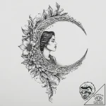 Tattoo sketch crescent moon with a person, ta… – tattoo sketch (№1756110112_0, 25.08.2025 08:21) — tattoovalue.net