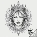 Tattoo sketch tiara, artistic tattoo sketch,… – tattoo sketch (№1756110319_0, 25.08.2025 08:25) — tattoovalue.net
