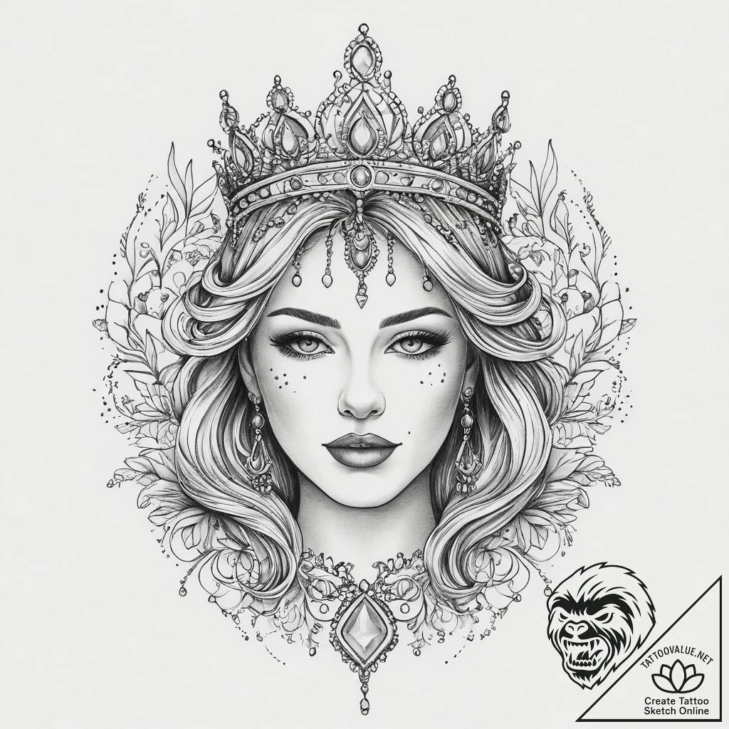 Tattoo sketch tiara, artistic tattoo sketch,... - tattoo sketch (№1756110319_0, 25.08.2025 08:25) — tattoovalue.net