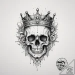Tattoo sketch череп с короной, tattoo line ar… – tattoo sketch (№1756110718_0, 25.08.2025 08:31) — tattoovalue.net