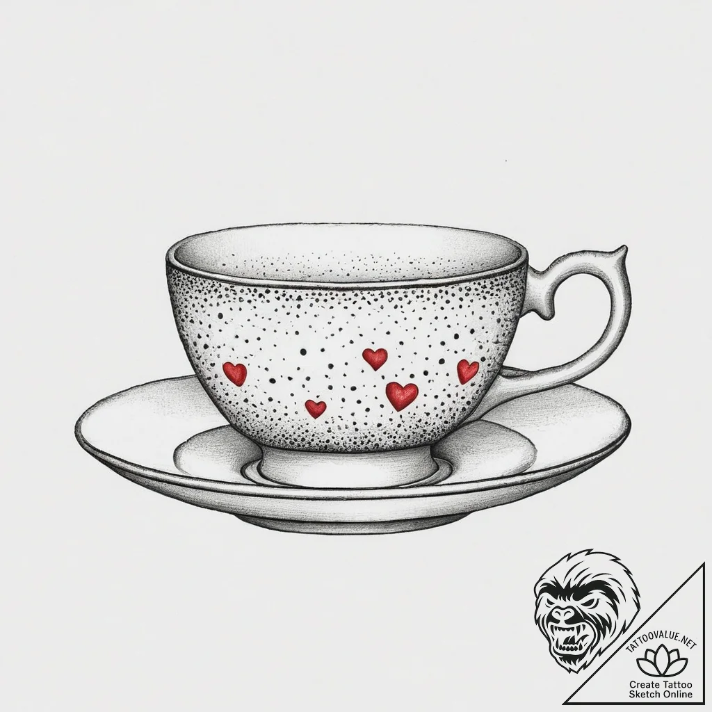 Tattoo sketch teacup tattoo, ink illustration... - tattoo sketch (№1756110925_0, 25.08.2025 08:35) — tattoovalue.net