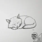 Tattoo sketch sleeping cat – tattoo sketch (№1756111528_0, 25.08.2025 08:45) — tattoovalue.net